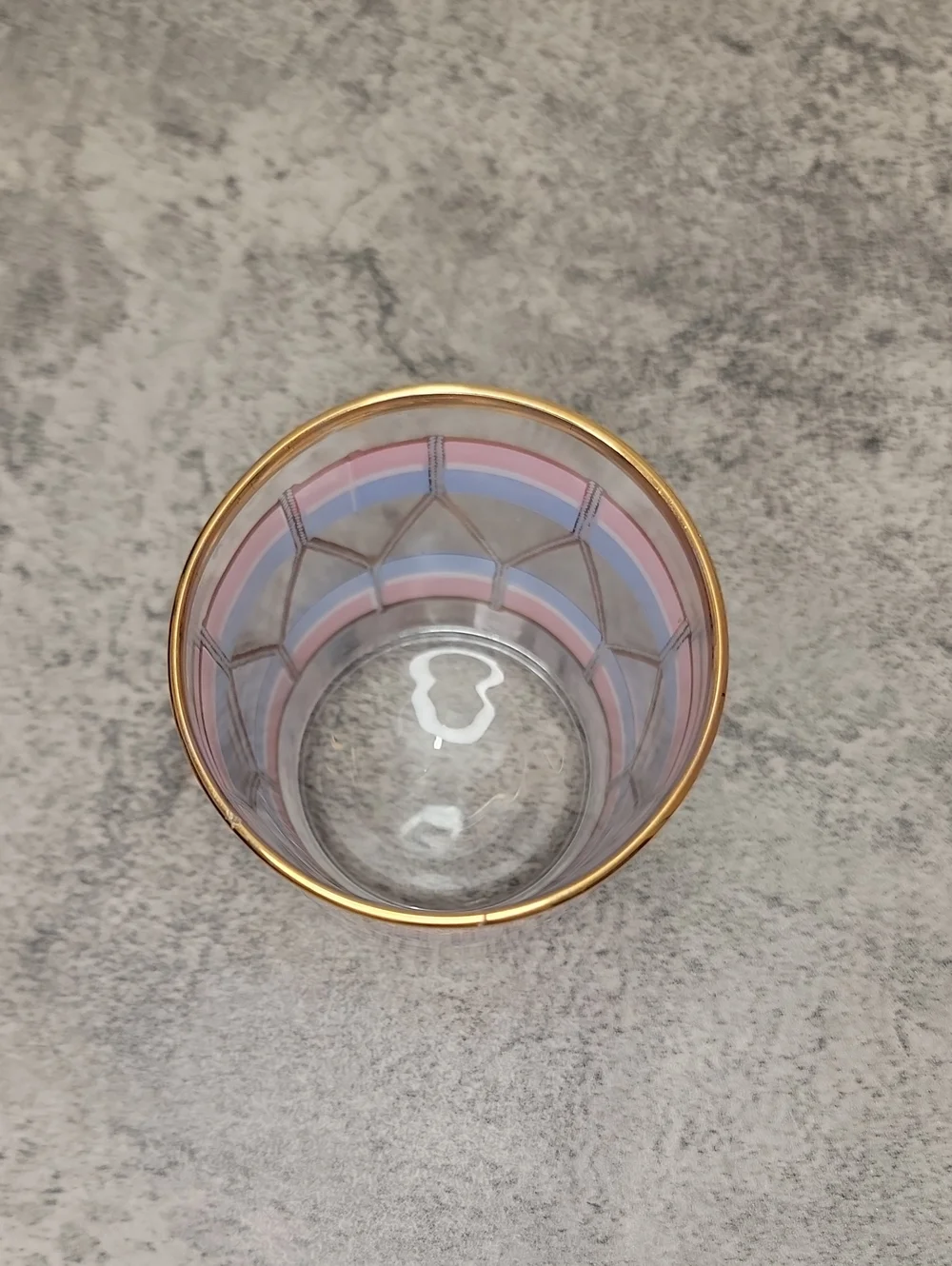 Vintage Fabrico Red and Blue Gold Rim Rocks Glasses Set of Four